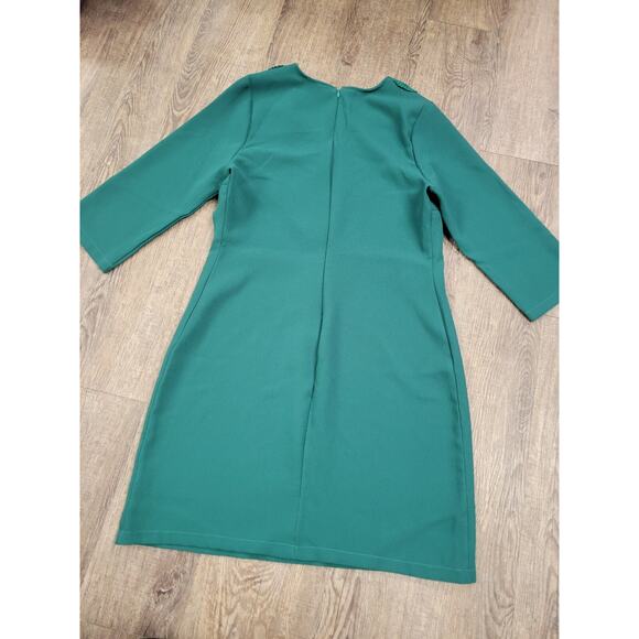 Everly Emerald Green Lace Trip V Neck Large Dress - Picture 5 of 5